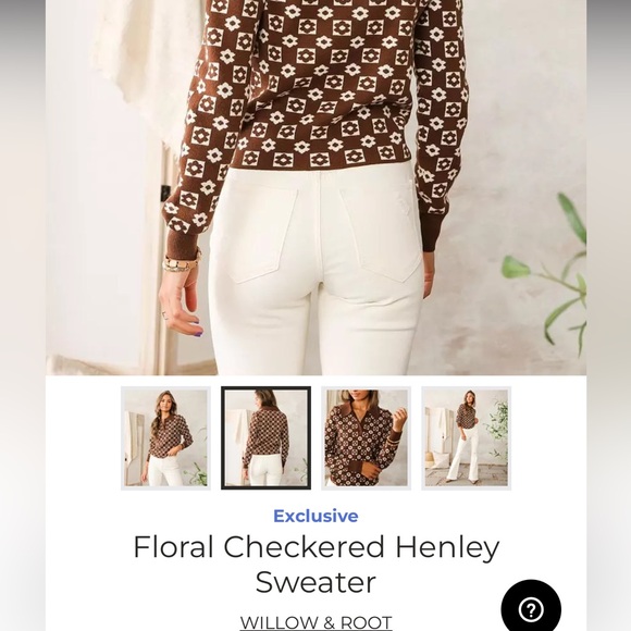 Floral Checkered Henley Sweater - Picture 4 of 4